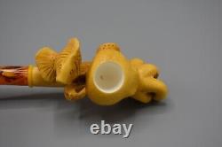 OCTOPUS & Fish Figure Pipe New-block Meerschaum Handmade With Case#1257