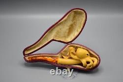 OCTOPUS & Fish Figure Pipe New-block Meerschaum Handmade With Case#1257