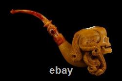 Octopus Skull Figure Pipe By ALI Handmade Block Meerschaum-NEW W CASE#1145