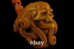 Octopus Skull Figure Pipe By ALI Handmade Block Meerschaum-NEW W CASE#1145