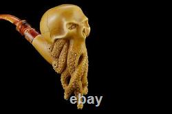 Octopus Skull Pipe By ALI Block Meerschaum Handmade NEW With Case#935