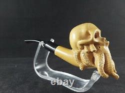 Octopus skull meerschaum pipe, smoking meerschaum pipe, block meerschaum