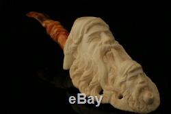 Old Man Hand Carved Block Meerschaum Pipe by I. Baglan in CASE 10481