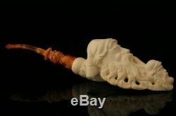 Old Man Hand Carved Block Meerschaum Pipe by I. Baglan in CASE 10481