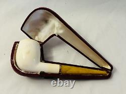 Old Vtg Genuine Block Meerschaum Pipe Briar Estate WithCase Made In Austria