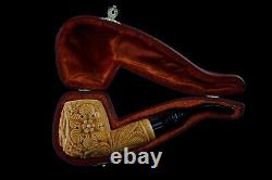 Ornate Apple Masonic Pipe New Block Meerschaum Handmade W Case#746