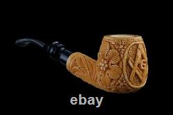 Ornate Apple Masonic Pipe New Block Meerschaum Handmade W Case#746