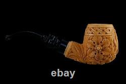 Ornate Apple Masonic Pipe New Block Meerschaum Handmade W Case#746