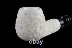 Ornate Apple PIPE BLOCK MEERSCHAUM-NEW-HAND CARVED W Case#292