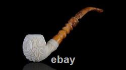 Ornate Apple Pipe By EGE new-block Meerschaum Handmade W Fitted Case#680