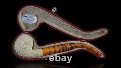 Ornate Apple Pipe By EGE new-block Meerschaum Handmade W Fitted Case#680