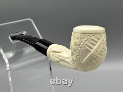 Ornate Apple Pipe Masonic Emblem BLOCK MEERSCHAUM-NEW-HANDCARVED W Case#1165