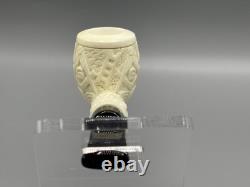 Ornate Apple Pipe Masonic Emblem BLOCK MEERSCHAUM-NEW-HANDCARVED W Case#1165