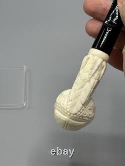 Ornate Apple Pipe Masonic Emblem BLOCK MEERSCHAUM-NEW-HANDCARVED W Case#1165