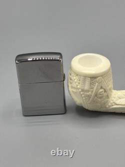 Ornate Apple Pipe Masonic Emblem BLOCK MEERSCHAUM-NEW-HANDCARVED W Case#1165