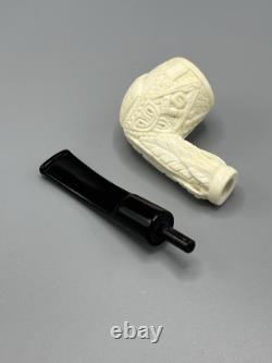 Ornate Apple Pipe Masonic Emblem BLOCK MEERSCHAUM-NEW-HANDCARVED W Case#1165