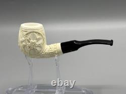 Ornate Apple Pipe Masonic Emblem BLOCK MEERSCHAUM-NEW-HANDCARVED W Case#1308