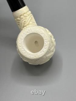Ornate Apple Pipe Masonic Emblem BLOCK MEERSCHAUM-NEW-HANDCARVED W Case#1308