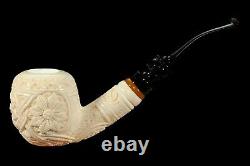 Ornate Apple Pipe new-block Meerschaum Handmade W Case#957