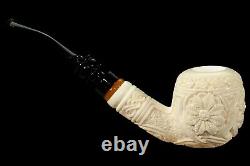 Ornate Apple Pipe new-block Meerschaum Handmade W Case#957