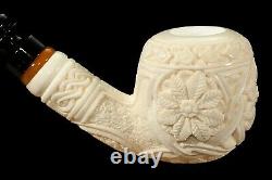 Ornate Apple Pipe new-block Meerschaum Handmade W Case#957