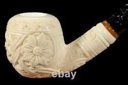 Ornate Apple Pipe new-block Meerschaum Handmade W Case#957