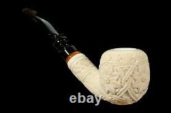 Ornate Apple Pipe new-block Meerschaum Handmade W Case#957