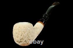 Ornate Apple Pipe new-block Meerschaum Handmade W Case#957