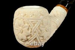 Ornate Apple Pipe new-block Meerschaum Handmade W Case#957