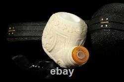 Ornate Apple Pipe new-block Meerschaum Handmade W Case#957