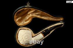 Ornate Apple Pipe new-block Meerschaum Handmade W Case#957