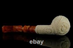 Ornate Apple Shape PIPE By EGE BLOCK MEERSCHAUM-NEW-HAND CARVED W Case#1356