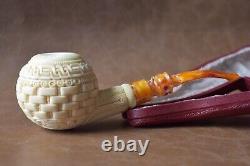 Ornate / Barrette Pipe By H EGE-BLOCK MEERSCHAUM-NEW-HANDCARVED W Case#329
