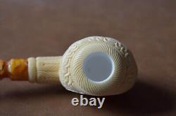 Ornate / Barrette Pipe By H EGE-BLOCK MEERSCHAUM-NEW-HANDCARVED W Case#329