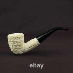 Ornate Bent Dublin Pipe BLOCK MEERSCHAUM-NEW-HAND CARVED Custom Case #547