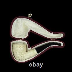 Ornate Bent Dublin Pipe BLOCK MEERSCHAUM-NEW-HAND CARVED Custom Case #547