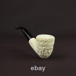 Ornate Bent Dublin Pipe BLOCK MEERSCHAUM-NEW-HAND CARVED Custom Case #547