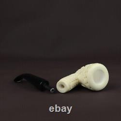 Ornate Bent Dublin Pipe BLOCK MEERSCHAUM-NEW-HAND CARVED Custom Case #547