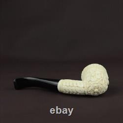 Ornate Bent Dublin Pipe BLOCK MEERSCHAUM-NEW-HAND CARVED Custom Case #547