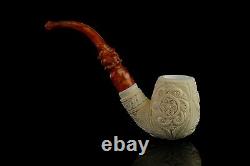 Ornate Bent Egg PIPE By EGE BLOCK MEERSCHAUM-NEW-HAND CARVED With Case#540