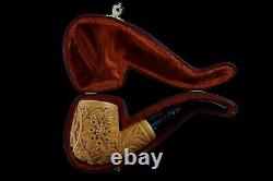 Ornate Bent Masonic Pipe New Block Meerschaum Handmade W Case#459