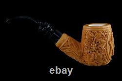 Ornate Bent Masonic Pipe New Block Meerschaum Handmade W Case#459