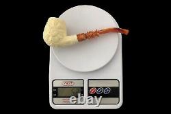 Ornate Bent PIPE By EGE BLOCK MEERSCHAUM-NEW-HAND CARVED With Case#1493