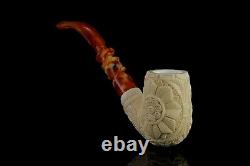 Ornate Bent PIPE By EGE BLOCK MEERSCHAUM-NEW-HAND CARVED With Case#885