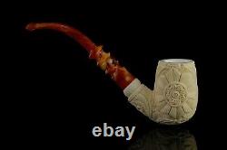Ornate Bent PIPE By EGE BLOCK MEERSCHAUM-NEW-HAND CARVED With Case#885