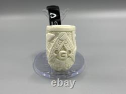 Ornate Bent Pipe Masonic Emblem BLOCK MEERSCHAUM-NEW-HANDCARVED W Case#1369