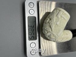 Ornate Bent Pipe Masonic Emblem BLOCK MEERSCHAUM-NEW-HANDCARVED W Case#1369