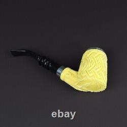 Ornate Billiard PIPE By EGE BLOCK MEERSCHAUM-NEW-HAND CARVED With Case#403