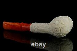 Ornate Billiard PIPE By EGE BLOCK MEERSCHAUM-NEW-HAND CARVED With Case#551