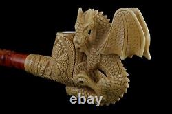 Ornate Bowl Dragon Pipe Block Meerschaum-NEW W CASE#903